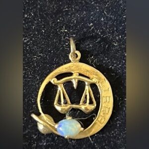 Libra charm with fiery opal